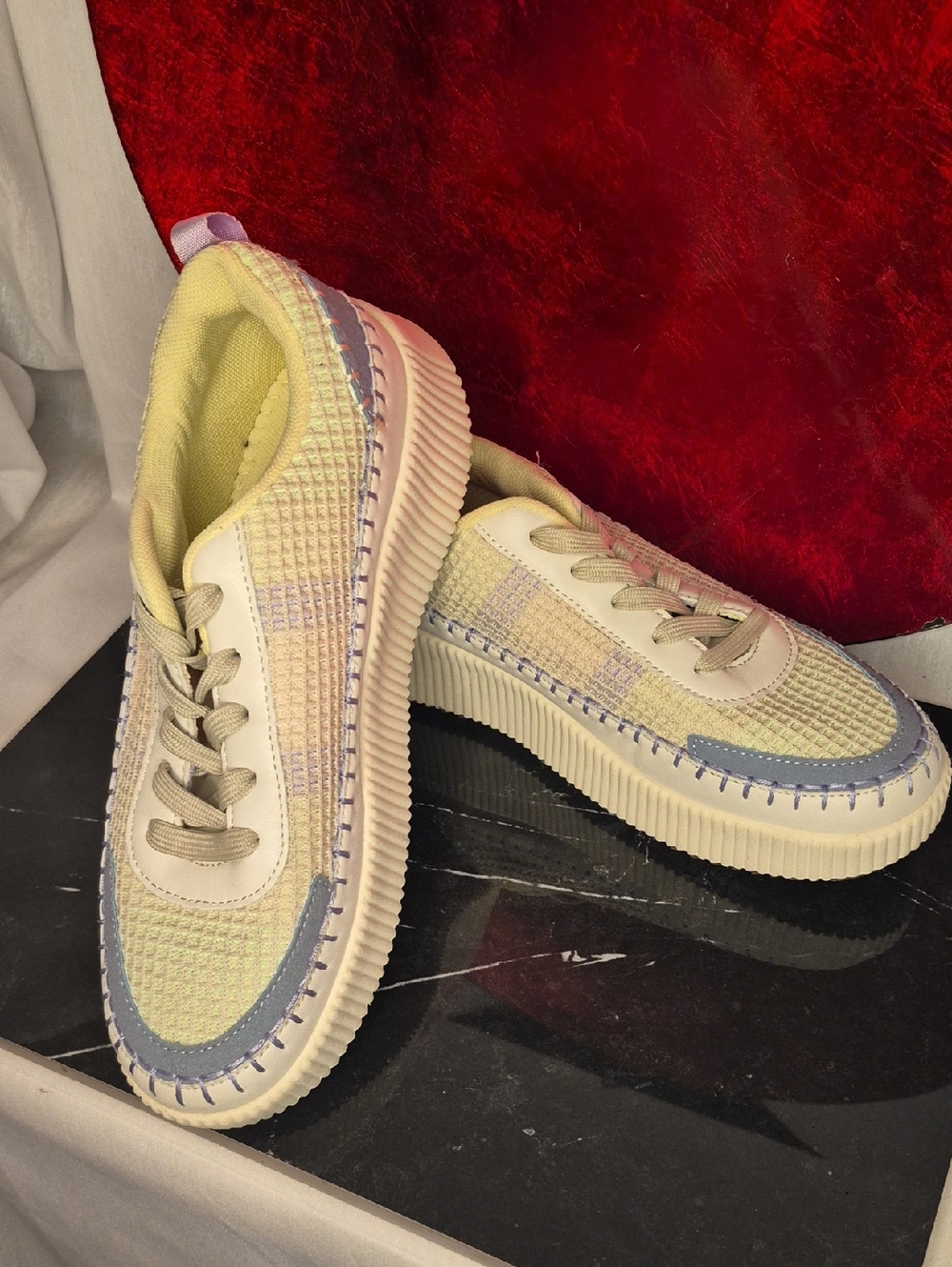 W30- Women's Pastel Multi-Color Platform Sneakers - sz 9.5